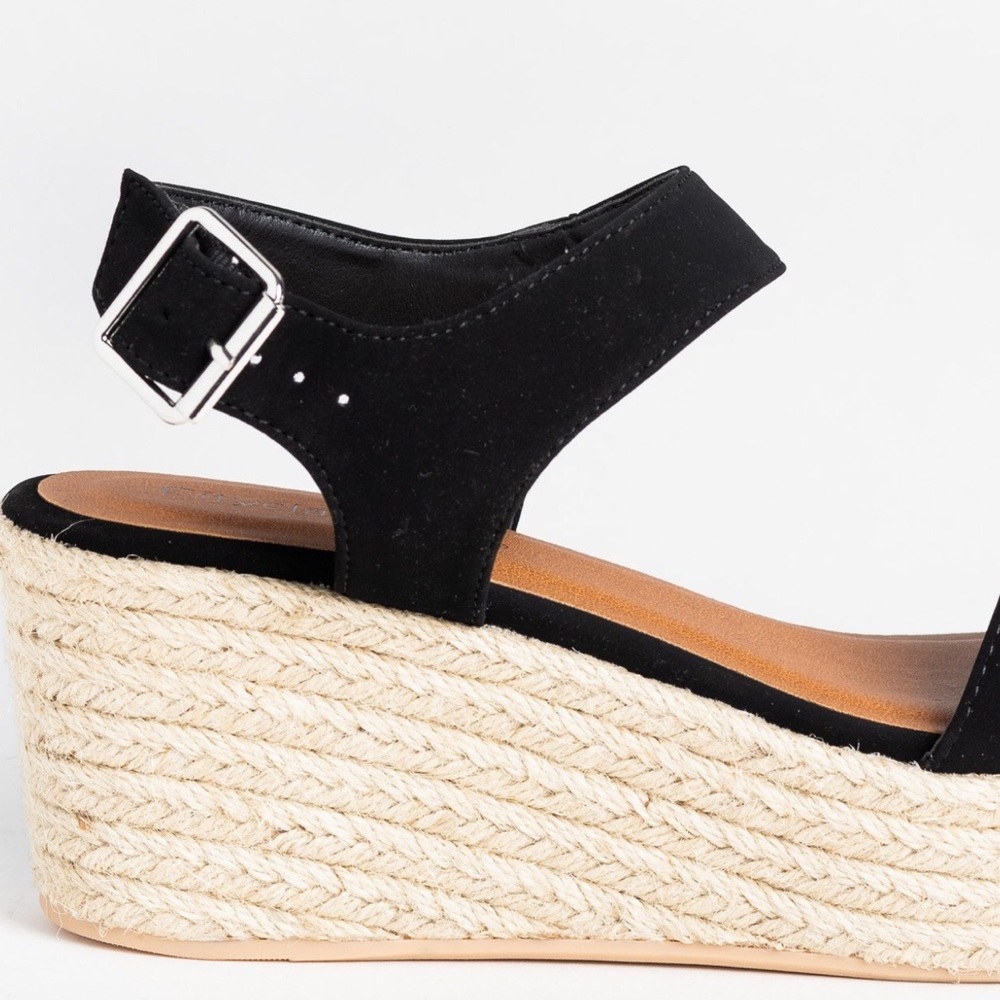 NEW Luthor Black Flatform Wedge Espadrille Sandal - Picture 6 of 8